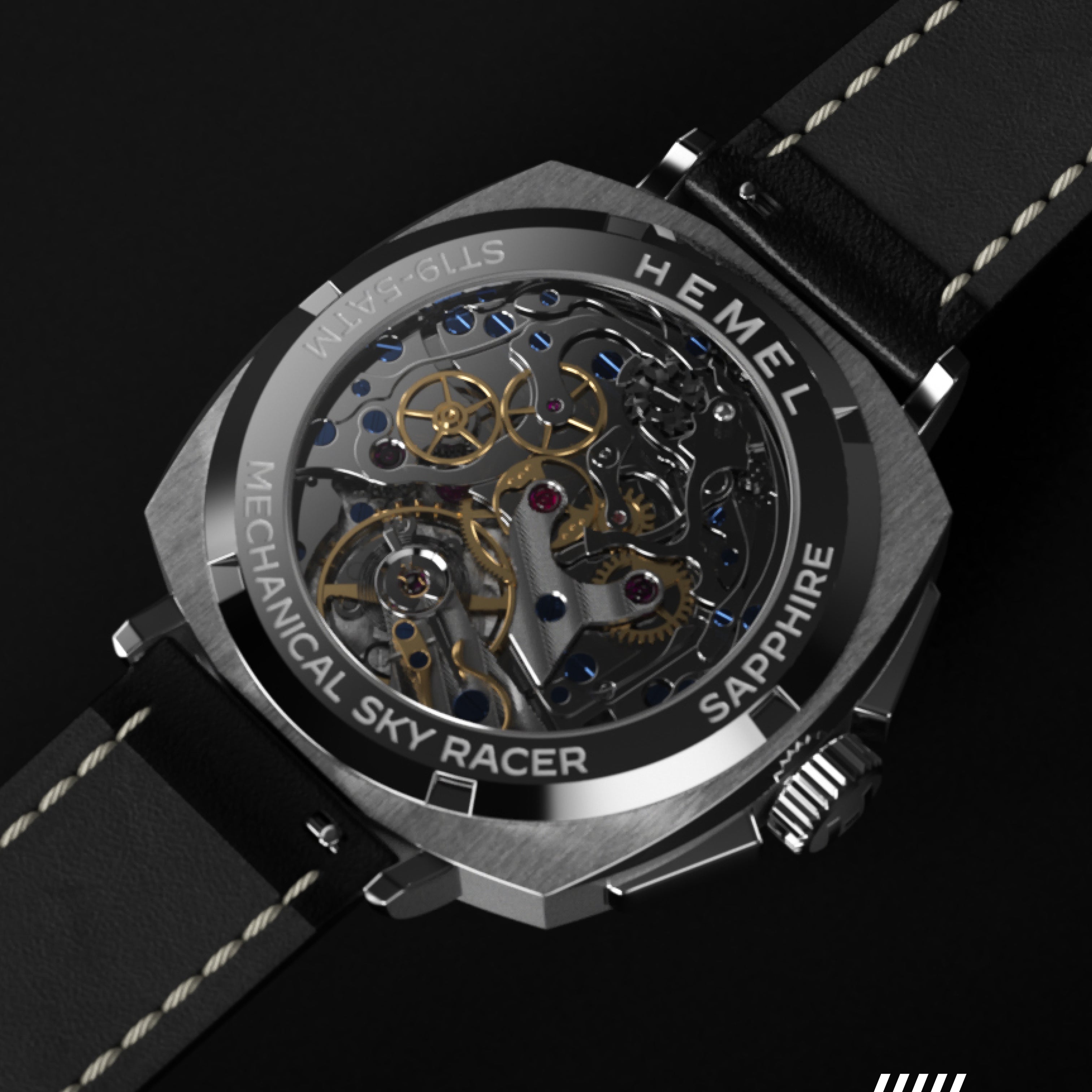 Sky Racer / Hand Winding Mechanical / Midnight Black – Hemel